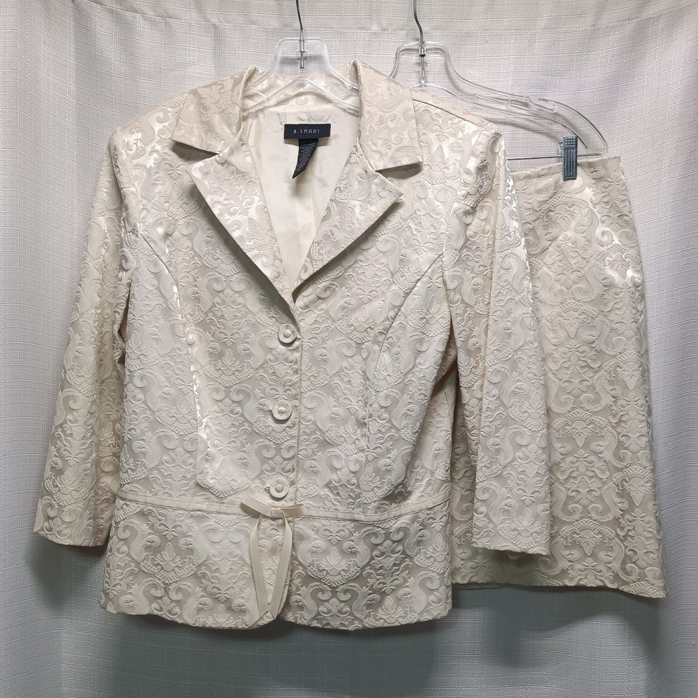 B. Smart Women's 16 Ivory Paisley Skirt Suit Wedding Mother Of Bride Formal